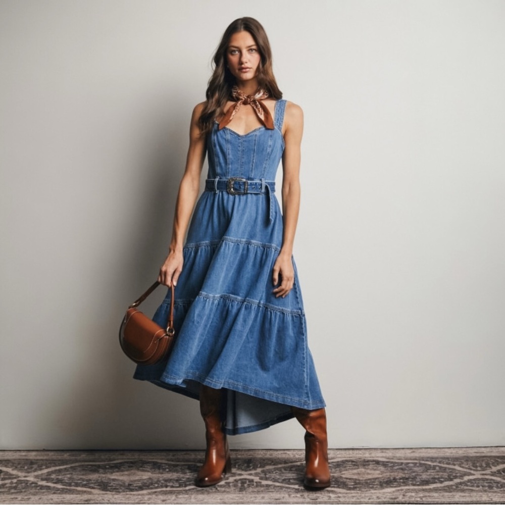 Forte Tiered Denim Western Maxi Dress - Picture 6 of 16